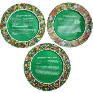 House of Lloyd Tin Recipe Plates Christmas Candy Canes Fruit Cake Gingerbread